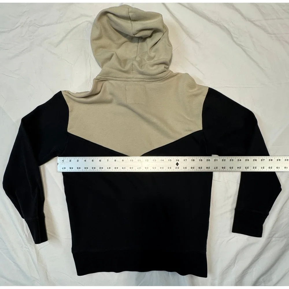 Hollister Mens Colorblock Hoodie Tan Black Chevron Logo Pullover Medium 322F2236